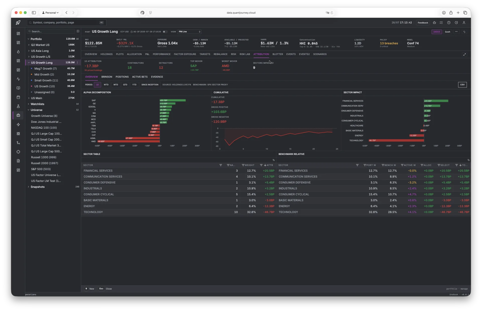 OneBook benchmark-relative attribution